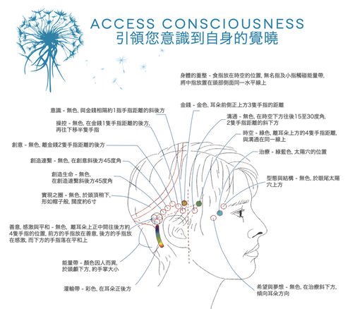 Access Bars 頭部32個能量點位置圖表